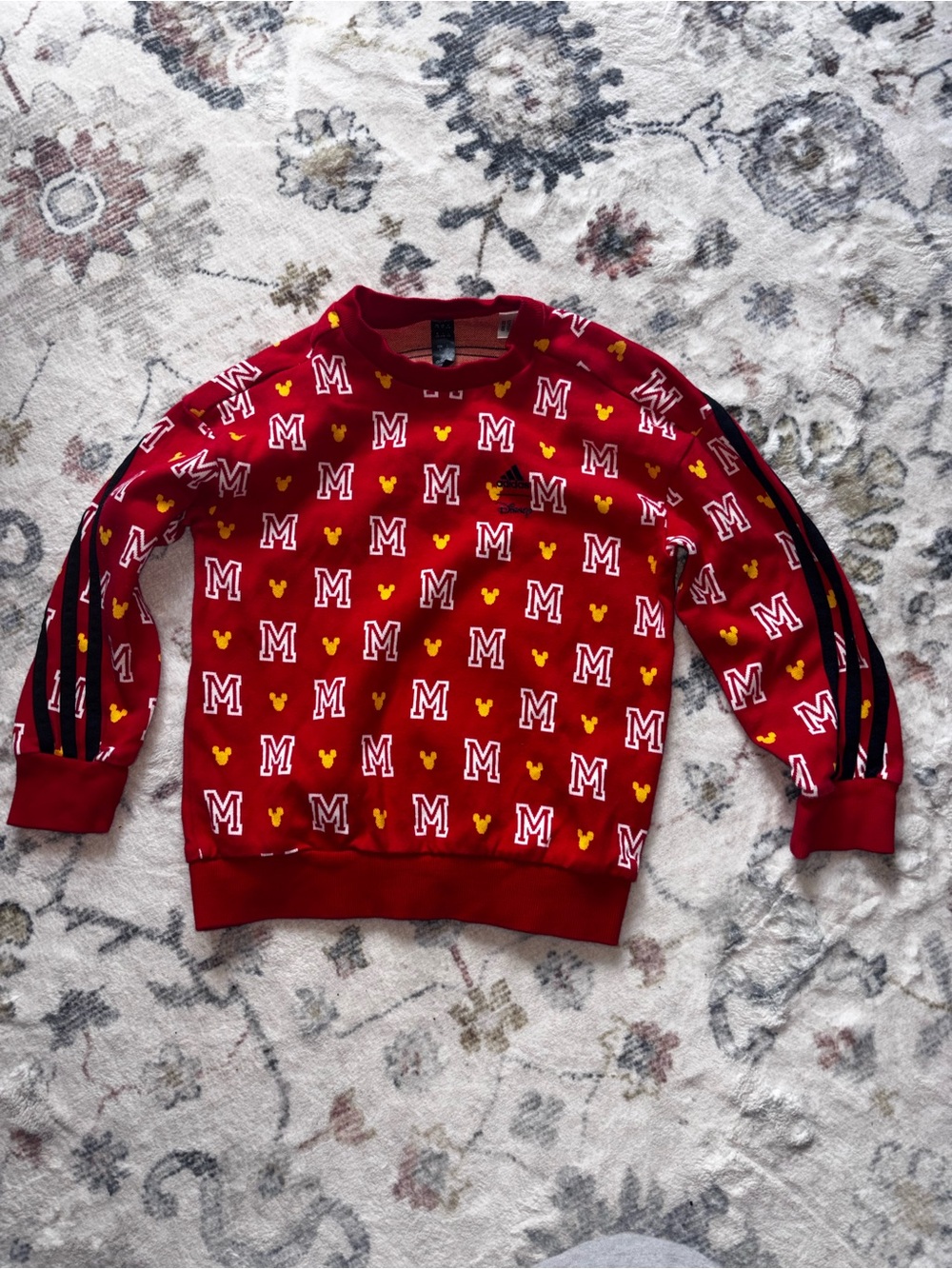 Adidas x Disney Mickey Red yellow Logo-Print Crewneck Sweater